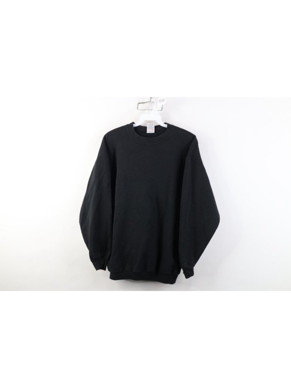 Vintage 90s Streetwear Womens Medium Faded Blank Crewneck Sweatshirt Black USA